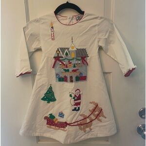COTTON KIDS WHITE CORDUROY SANTAS WORKSHOP CHRISTMAS DRESS HOLIDAY 6X